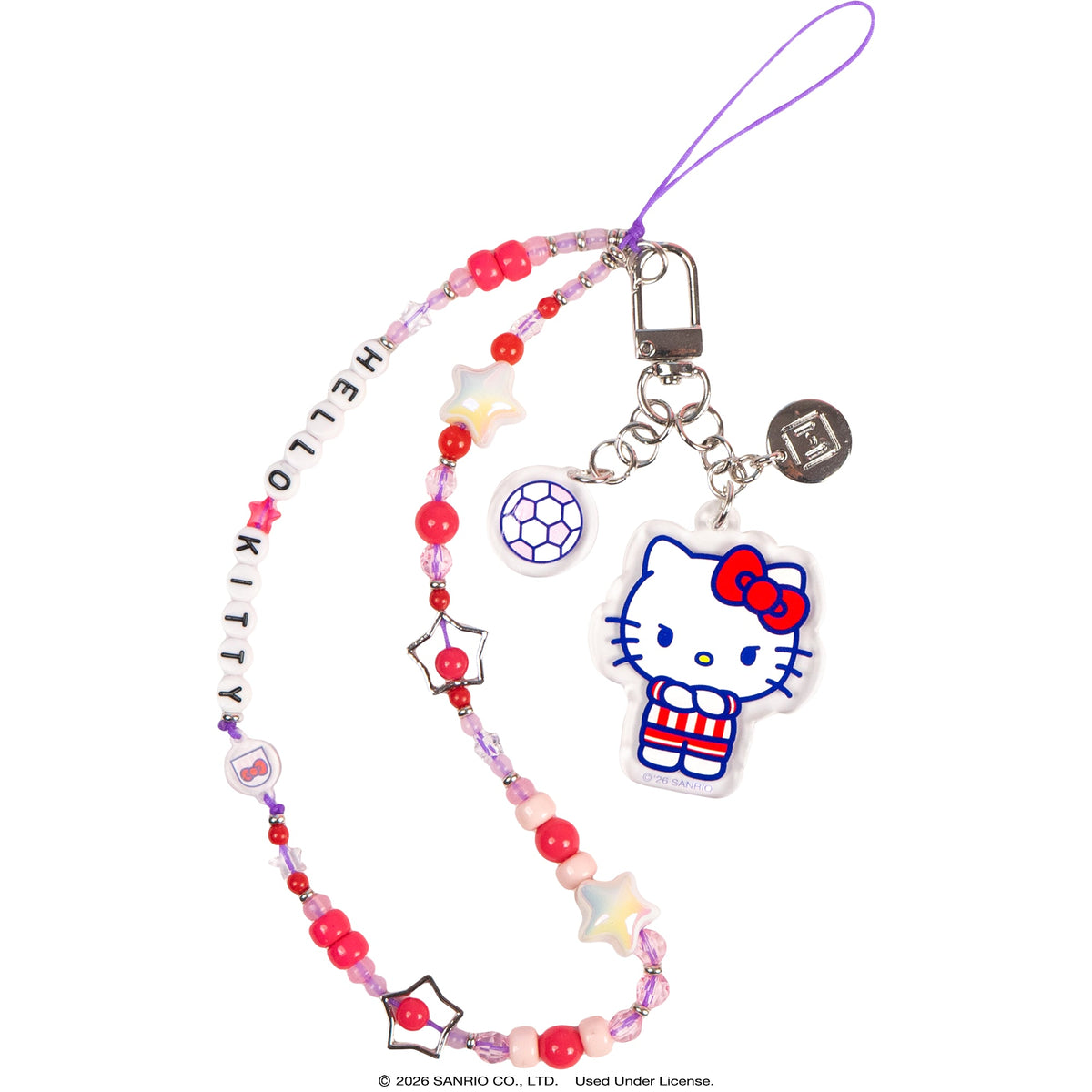 Sanrio Soccer Series Beaded Charm Mobile Phone Wrist Strap - Hello