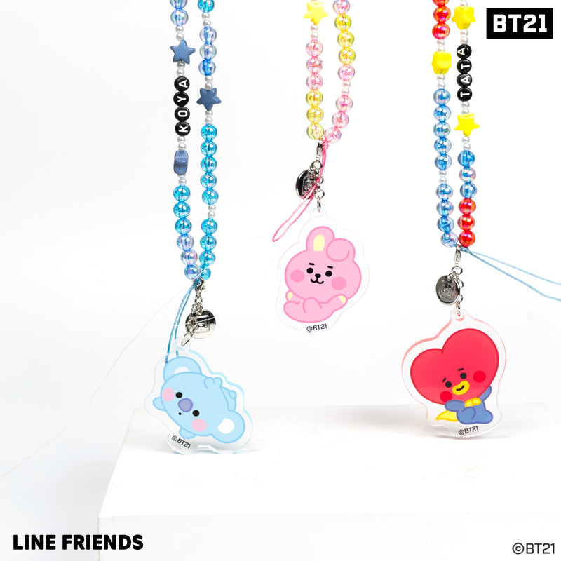 LINE Friends BT21 Beaded Charm Mobile Phone Wrist Strap - COOKY