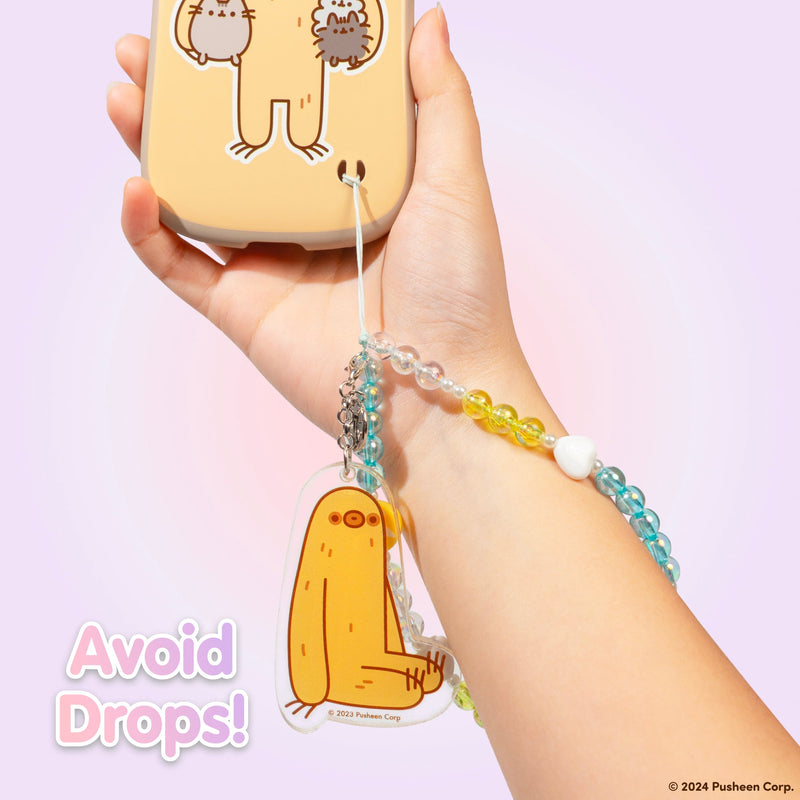 Pusheen the Cat Beaded Charm Mobile Phone Wrist Strap - Sloth