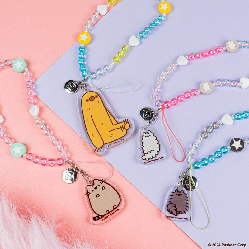 Pusheen the Cat Beaded Charm Mobile Phone Wrist Strap - Sloth