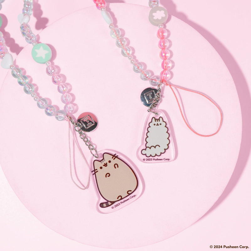 Pusheen the Cat Beaded Charm Mobile Phone Wrist Strap - Stormy