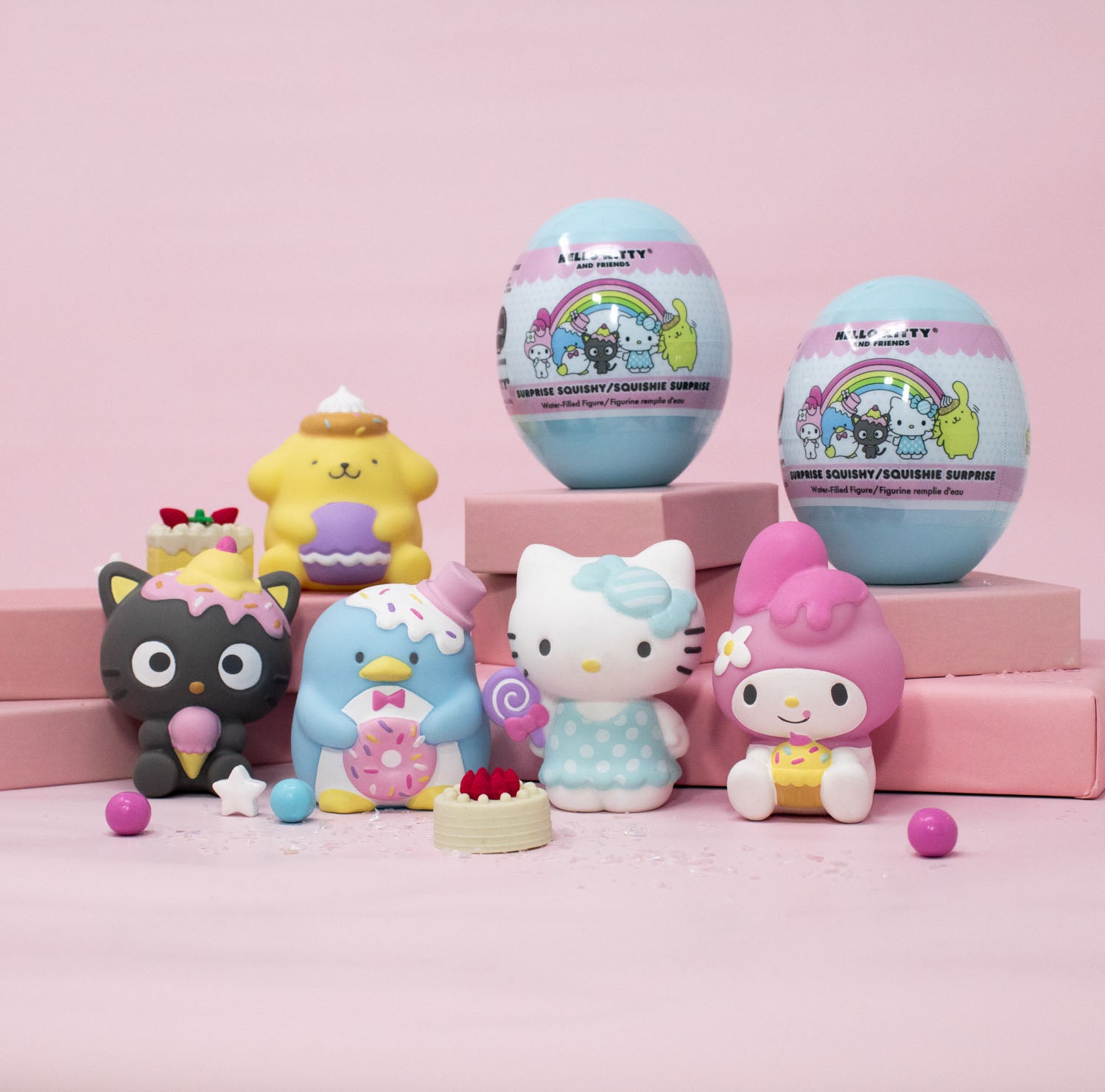 Hello Kitty + Friends Squish'Um Figures : Complete Set of 8 - New Loose a35