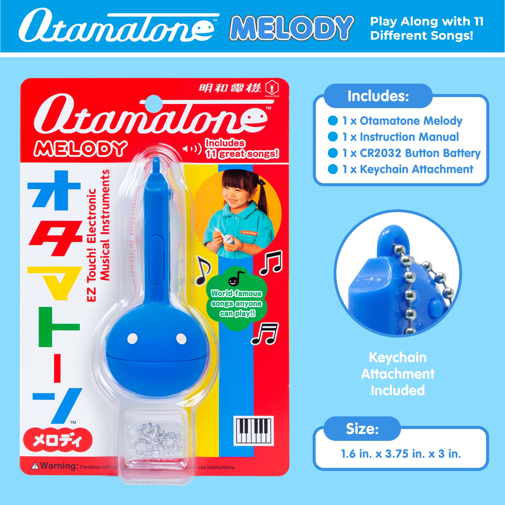 Otamatone Melody Series Japanese Electronic Mini Size Musical Toy Portable 11 Pre-Programmed Songs - Blue Otamatone Melody Series Japanese Electronic Mini Size Musical Toy Portable 11 Pre-Programmed Songs - Blue