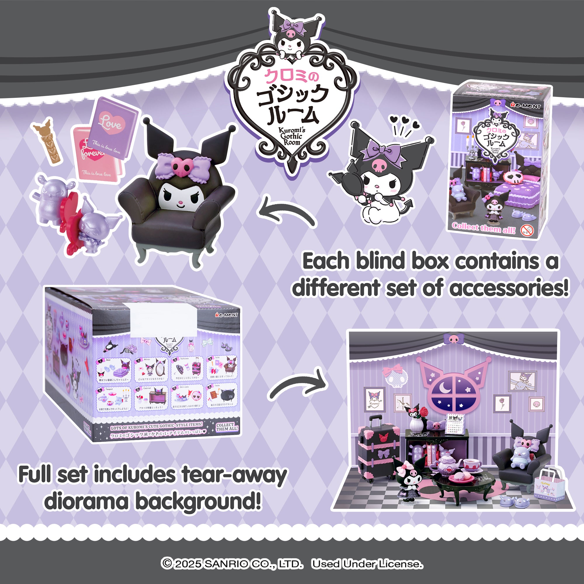 RE-MENT Hello Kitty and Friends Blind Box Mini Figures (Kuromi's