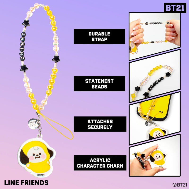 LINE Friends BT21 Beaded Charm Mobile Phone Wrist Strap - CHIMMY